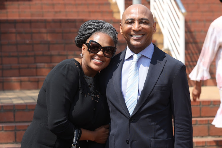 Basetsana and Romeo Kumalo leave the Randburg magistrate's court, where they won their case against Jackie Phamotse.