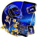 Herunterladen Gold and Blue Glitter Rose Keyboard Theme Installieren Sie Neueste APK Downloader