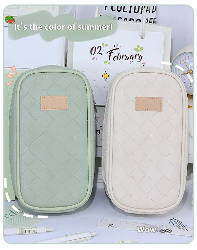 Title 7, Simple Large Capacity Woven Diamond Plaid Penci...
