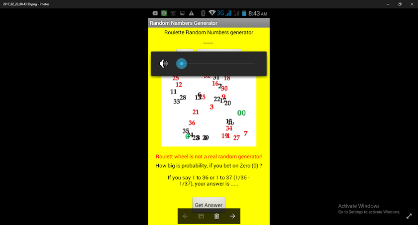 RouletteRandomNumberGenerator Screen 3