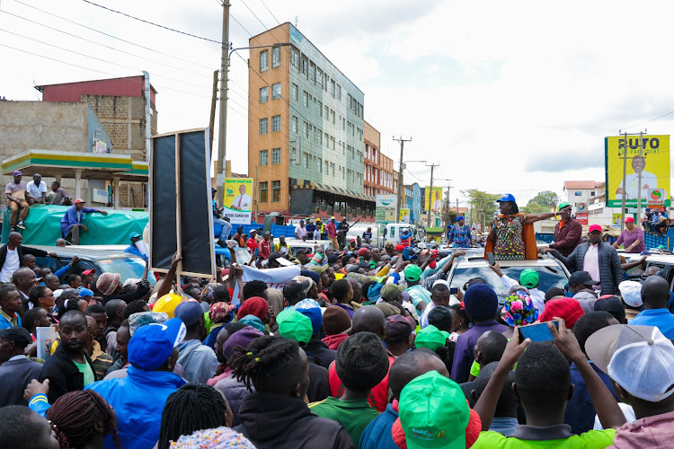 Narc leader Martha Karua selling the Azimio dream to the people of Karatina, Nyeri on Friday, May 20,2022.