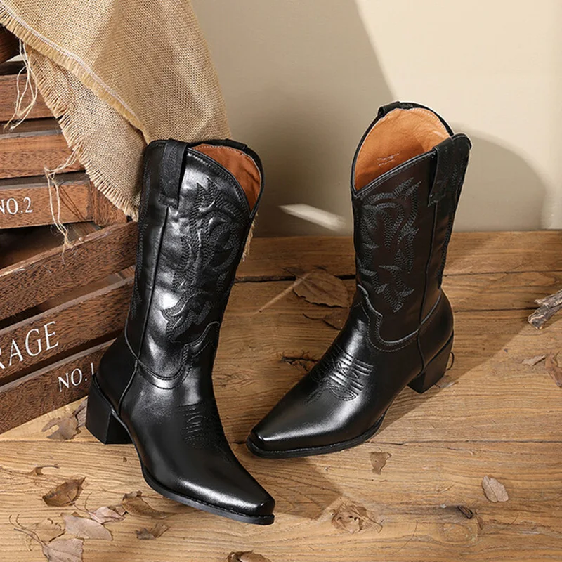 Geborduurde Retro Western Cowboylaarzen voor dames Breng de westernstijl tot leven! Comfortabele, stijlvolle laarzen met een vintage uitstraling voor elke dag.