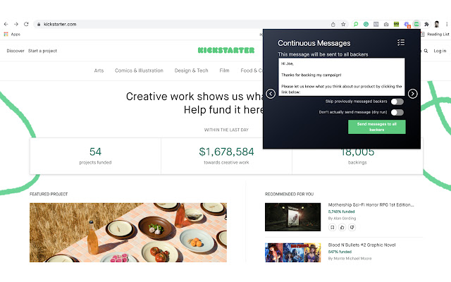 Kickstarter Co-Pilot chrome extension