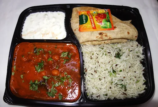 Jeera Rice With 2 Chapati, Chole Masala And Raita