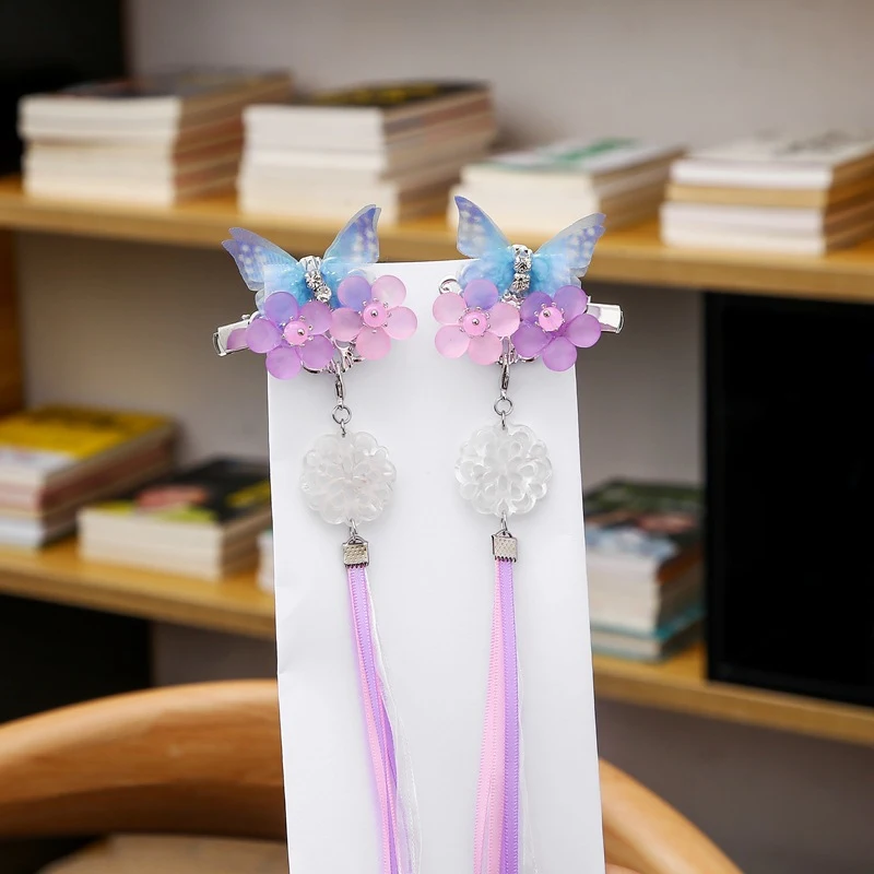 Super Fairy Kinder Haaraccessoires Antiek Retro Tassel Vlinder Haarspeld. Charmante haarversiering voor meisjes, in retrostijl.