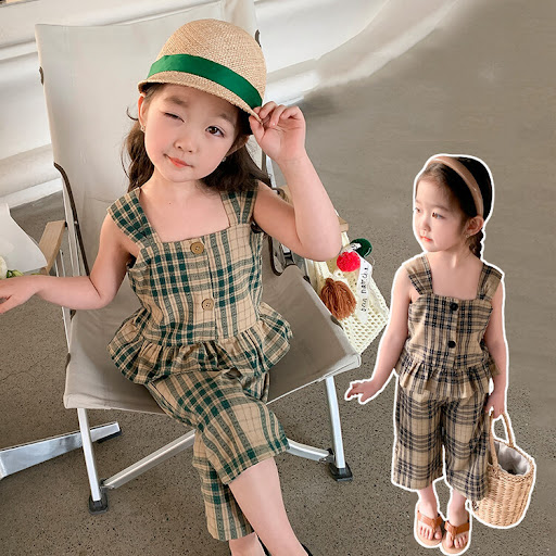 Title 4, Girls Plaid Vest and Cropped Pants Set. A styl...