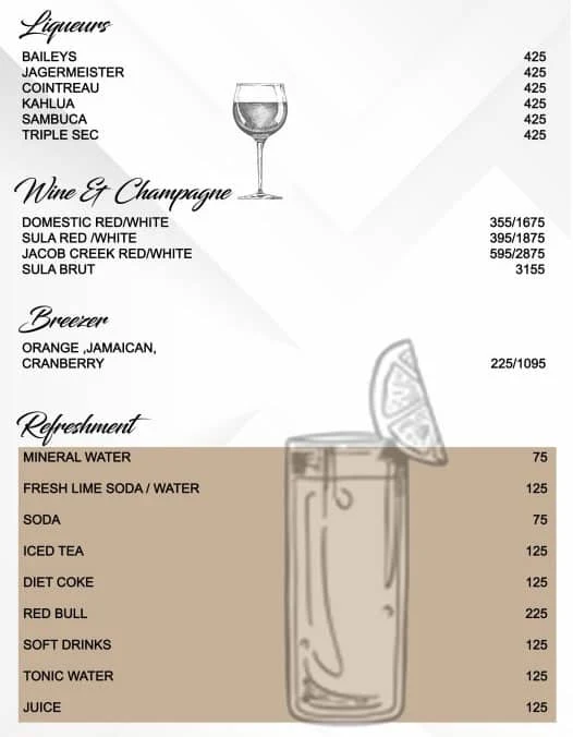 DAD - Drink And Dine menu 