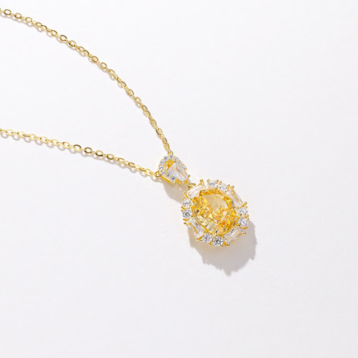 Title 1, S925 Sterling Silver Necklace Ice Flower Cut Bi...