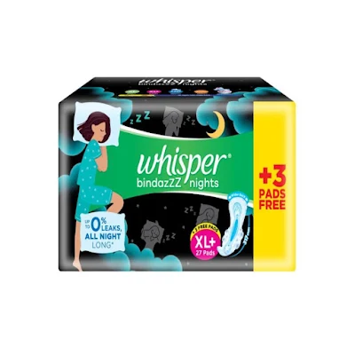 Whisper Sanitary Pads - Xl+ Wings, Ultra Overnight - 30 pcs