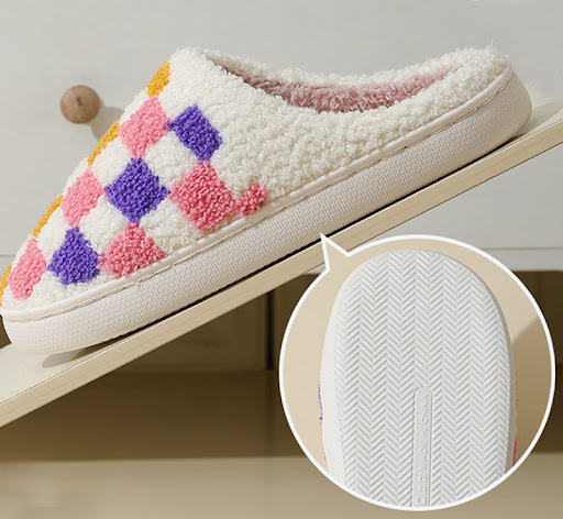 Title 5, Fashionable Colorful Checkerboard Home Slippers...