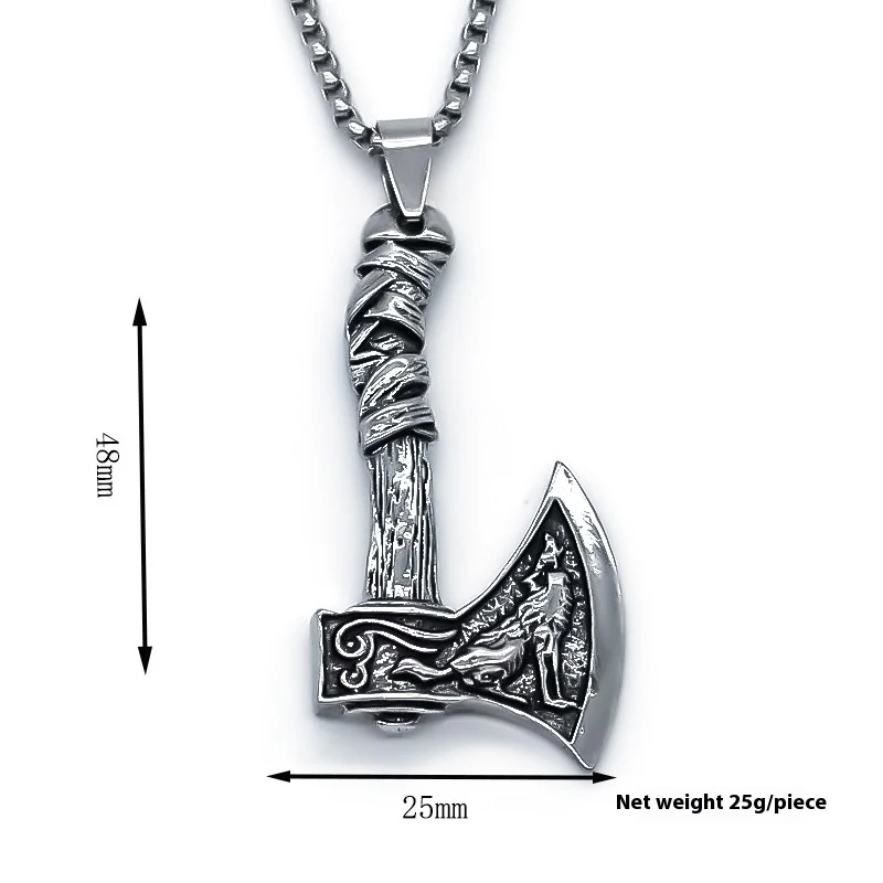 Europese en Amerikaanse Viking Keltische Wolf Bijl RVS Ketting. Stoer sieraad voor mannen, een statement van kracht.