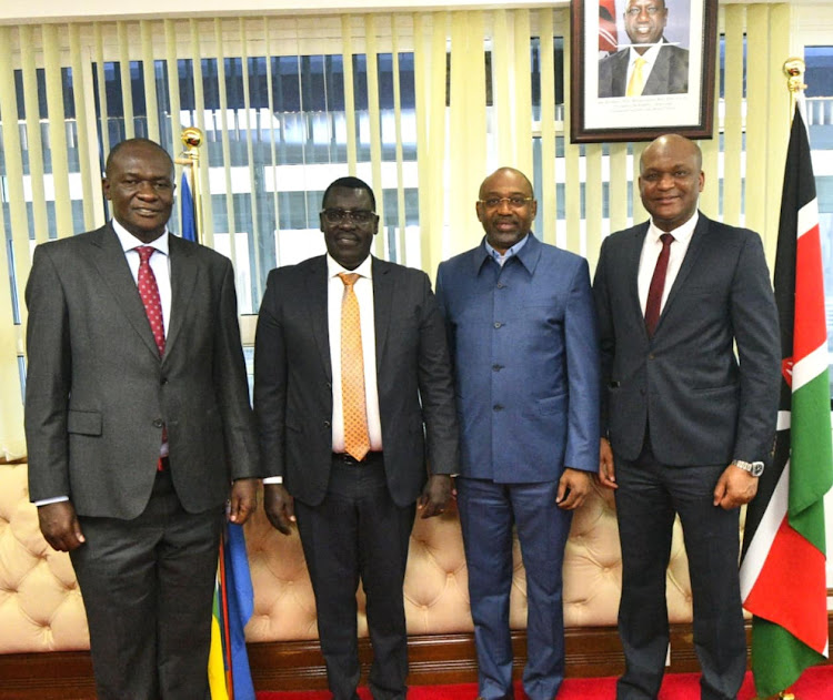 Ministry of Health PS Peter Tum and Ag health Patrick Amoth met the WHO officials to discuss the government’s commitments to operationalise the regional hub under construction in Kenya on Wednesday, January 25, 2023.