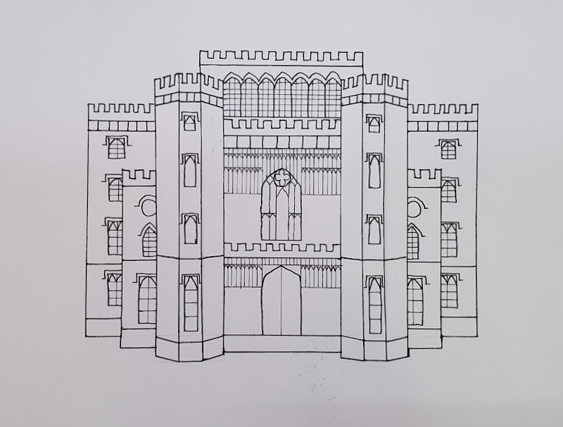 Louisiana's Old State Capitol architectural elevation drawing