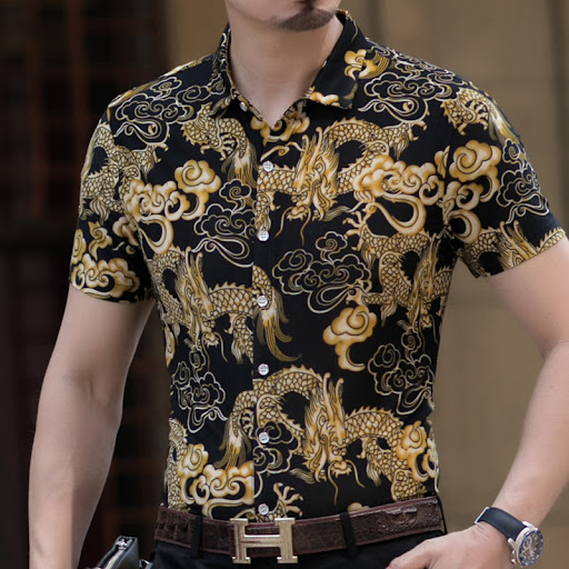 Title 5, Mens Fashion Casual Ice Silk Short-sleeved Pri...