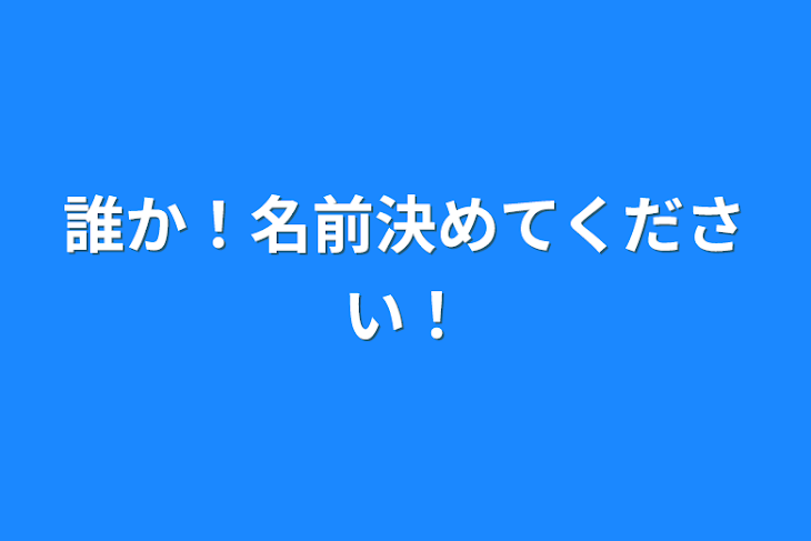 「誰か！名前決めてください！」のメインビジュアル