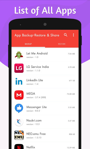 Screenshot APK Backup | Restore & Share