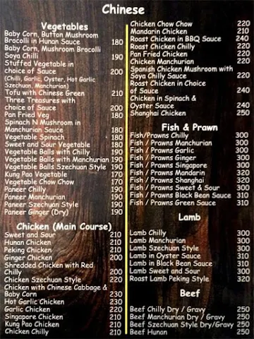 The Bounty Sizzlers menu 