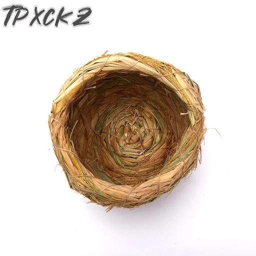 Handmade Straw Bird Nest Natural Grass Cage Bird House Decorative Weave Hanging Parrot Courtyard Birdcage Adornment Pet 