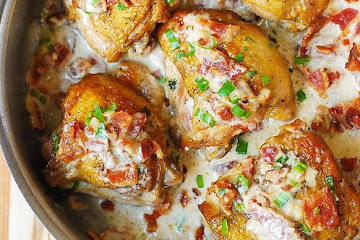 Pan-Fried Chicken with Bacon Cream Sauce