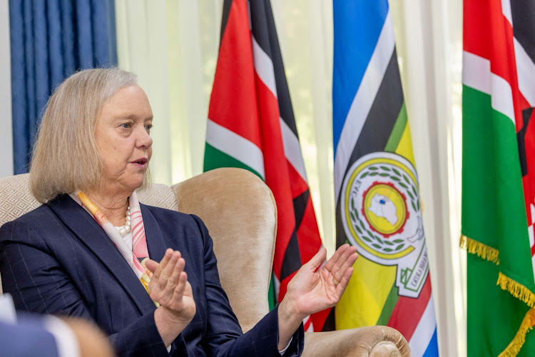 US Ambassador to Kenya Meg Whitman at the Deputy President's official residence in Karen, Nairobi on October 12, 2023