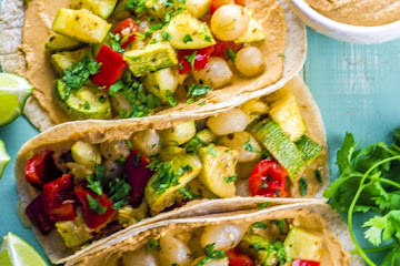 Chipotle Hummus And Roasted Vegetable Tacos