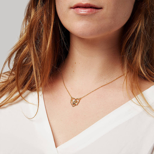 Title 3, Womens Hollow Heart Bee Necklace Gold Plated, ...