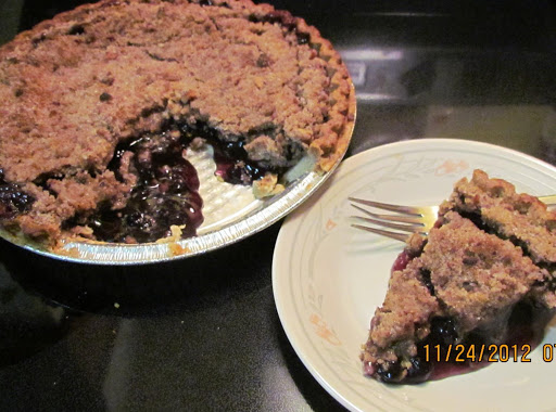 If you cut the pie while it is still warm some of the blueberry filling 'falls' out. Not to worry. It can be scooped up and added to the plate. Believe me...none of it goes to waste! 
ENJOY!!