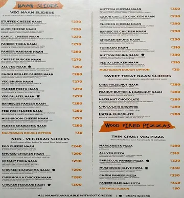 Bombay Naan House menu 