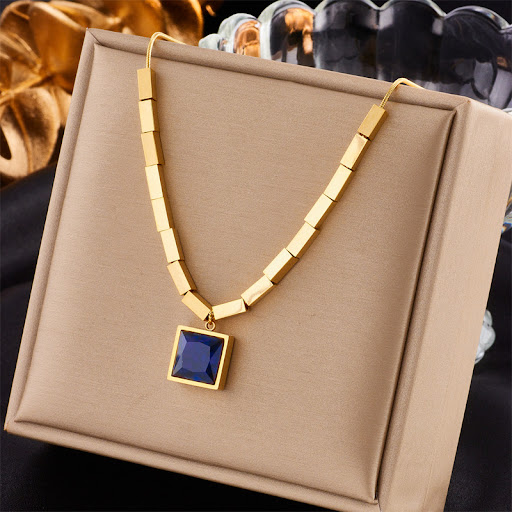 Title 7, Diamond Square Pendant Titanium Steel Twin Neck...
