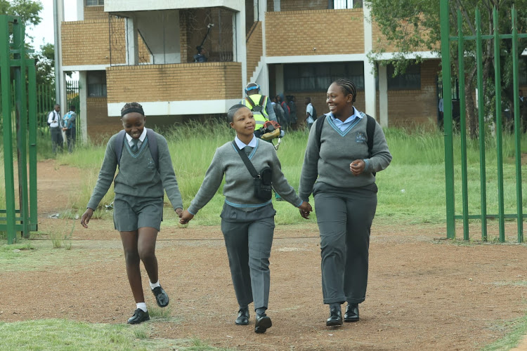 Learners at Seana Marena High School on the first day of the 2024 academic year