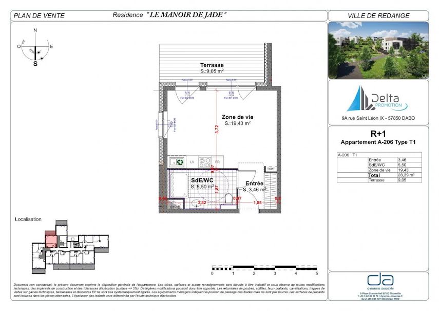 Vente appartement 1 pièce 28.39 m² à Rédange (57390), 114 400 €