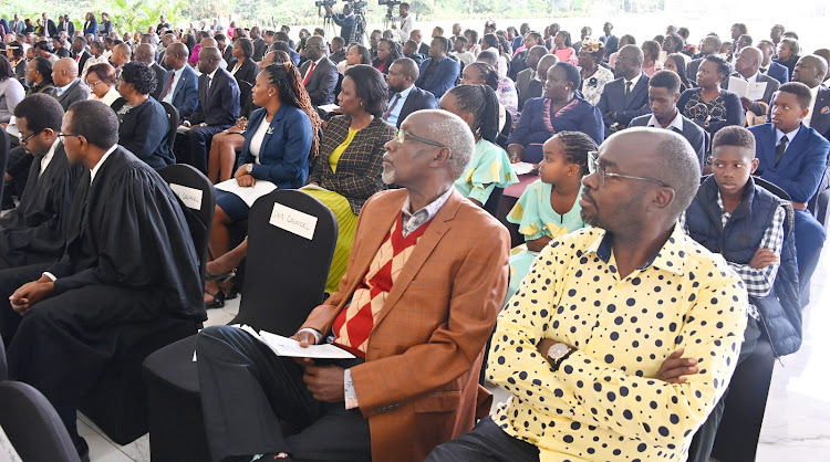 Family and friends attend the swearing in of newly appointed High Court judges at State House, Nairobi on May 14, 2024.