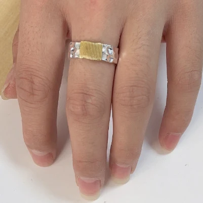 Title 5, Geometrische Simple Armband Breiter Ring Minima...