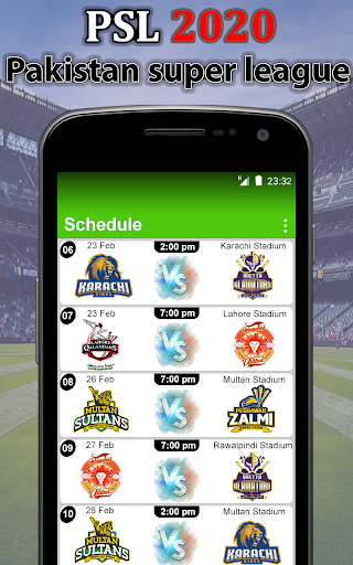 PSL-5 2020 Live Matches Schedule