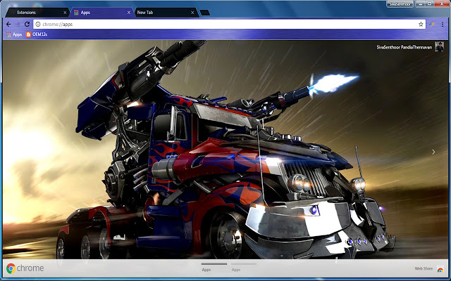 Optimus Prime Transforming Truck Transformer chrome extension