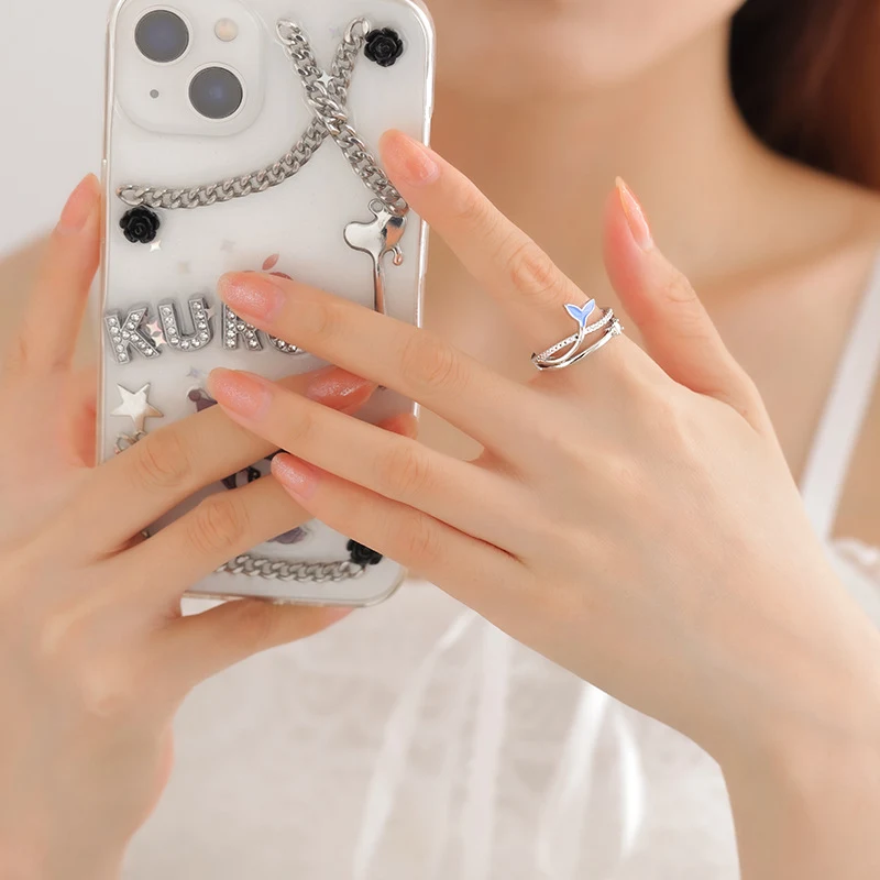 Title 3, Bague en argent sterling 925 queue de poisson p...