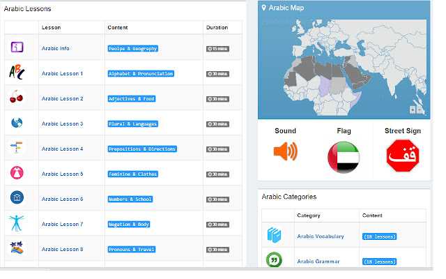 Arabic Lessons chrome extension