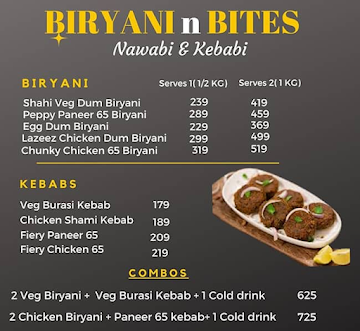 Biryani 'N' Bites menu 