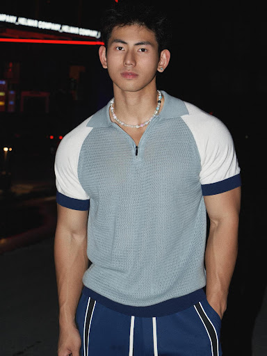 Title 4, Mens Raglan Sleeve Patchwork Knit Lapel Short ...