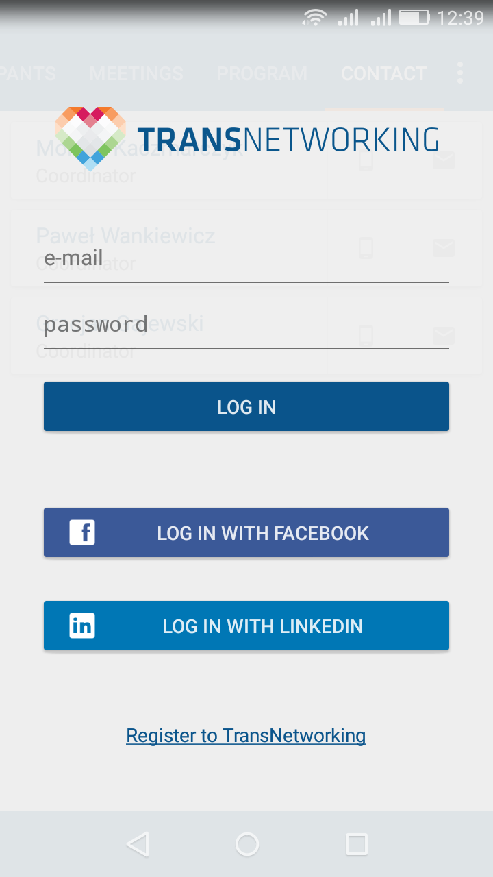 Android application TransNetworking screenshort