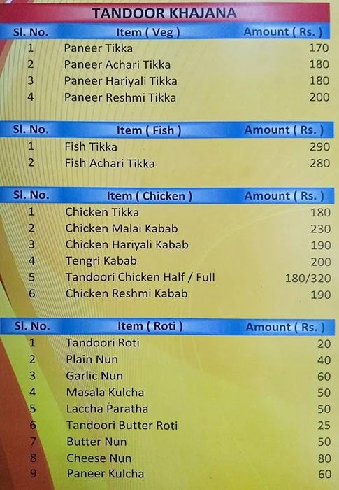 My Kolkata menu 