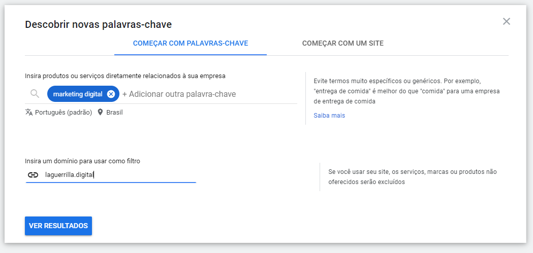 descobrir novas palavras-chave