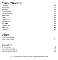 Kathi Singh Parantha Lal menu 1