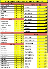 Joys Kuttanadu Restaurant menu 1