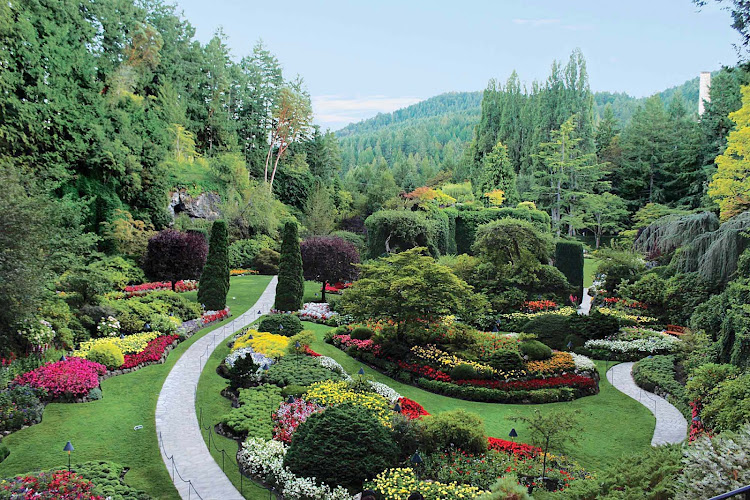 Take a stroll through the famous Sunken Garden at Butchart Gardens in Victoria, BC.