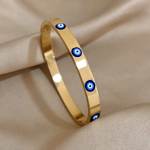 Title 3, Gold-plated Stainless Steel Evil Eye Bracelet, ...