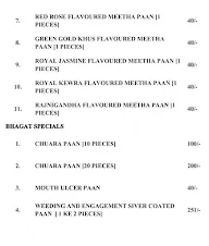 Bhagat Paan Bhandar menu 2