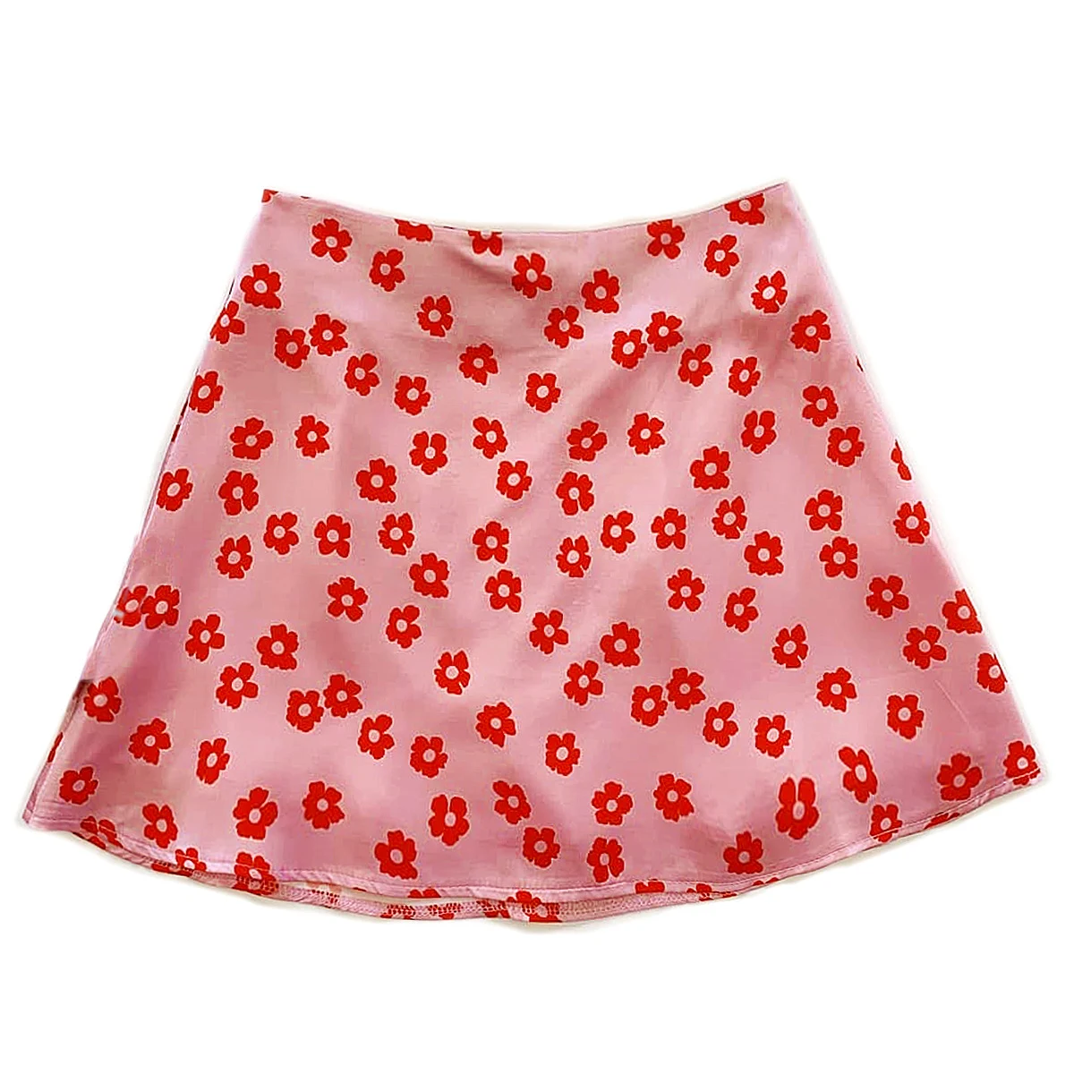 Title 47, European and American High Waist Satin Print Sk...