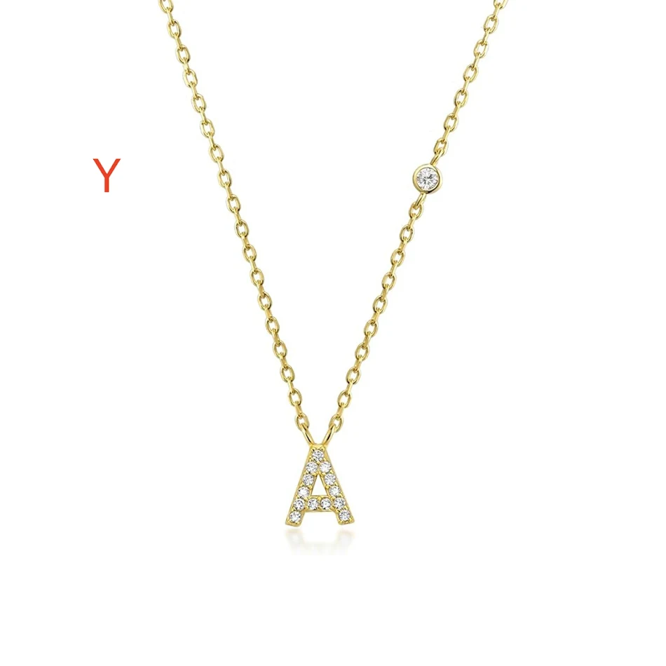 Mode sieraden luxe gouden kleur A-Z 26 letters ketting CZ hanger voor dames, schattige initialen naam ketting, perfect voor feestjes.