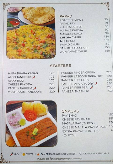 K Bhagat Tarachand menu 